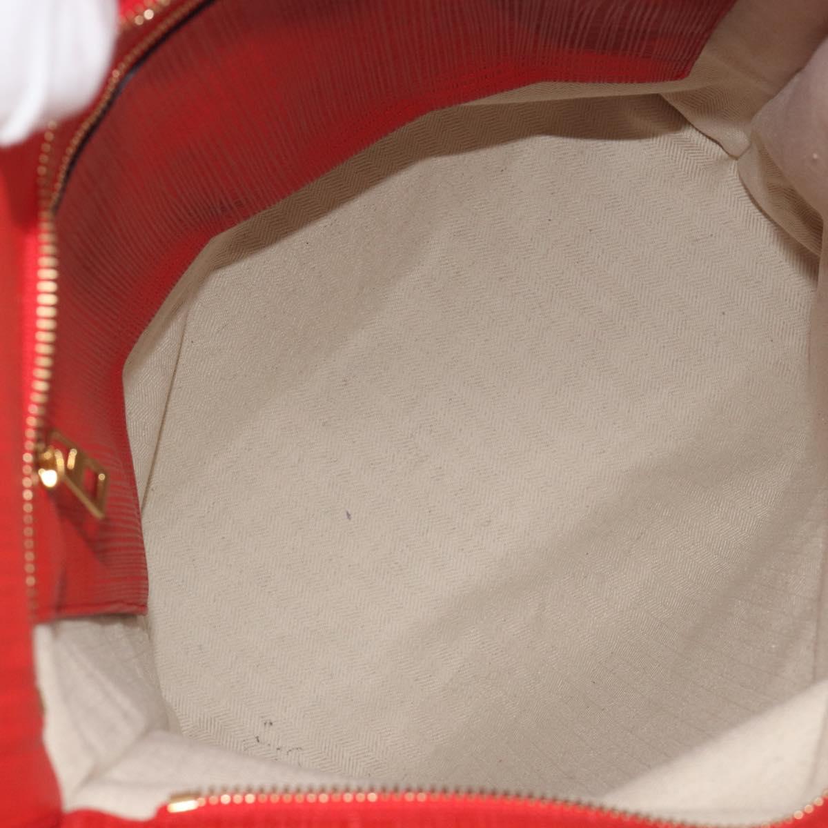 LOEWE Anagram Tote Bag Leather PVC Red Gold Auth 196653A