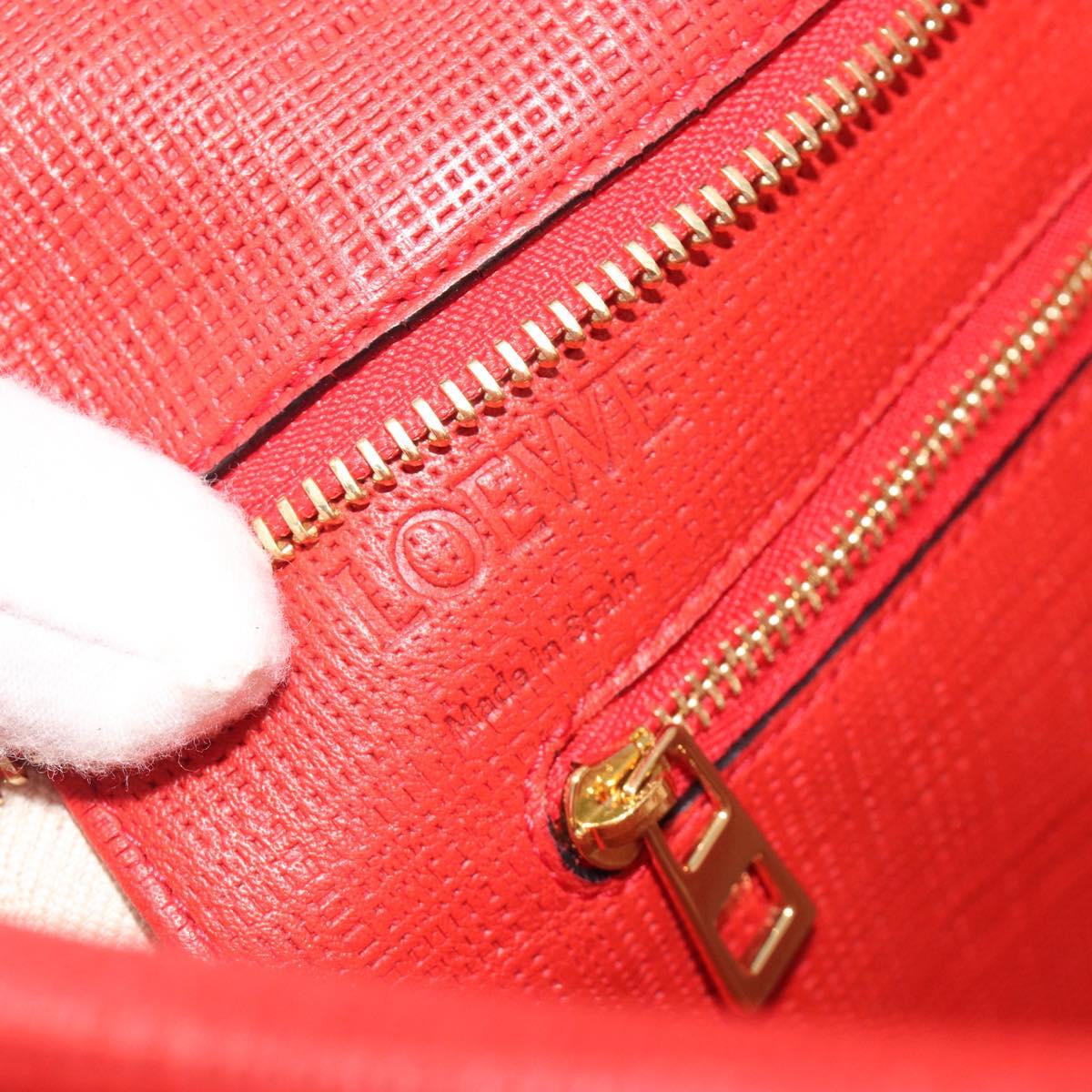 LOEWE Anagram Tote Bag Leather PVC Red Gold Auth 196653A