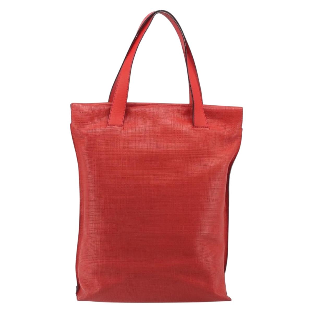 LOEWE Anagram Tote Bag Leather PVC Red Gold Auth 196653A