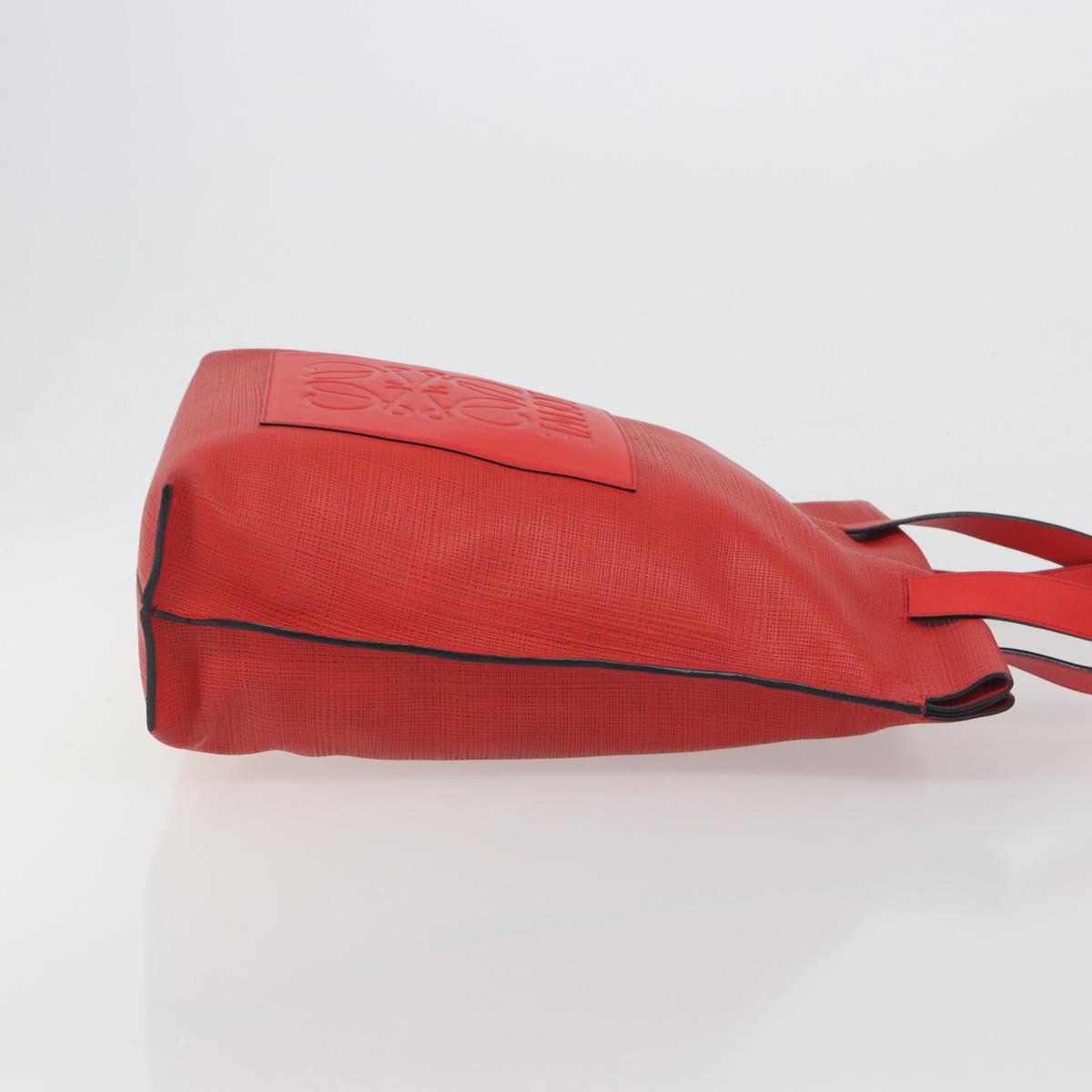 LOEWE Anagram Tote Bag Leather PVC Red Gold Auth 196653A