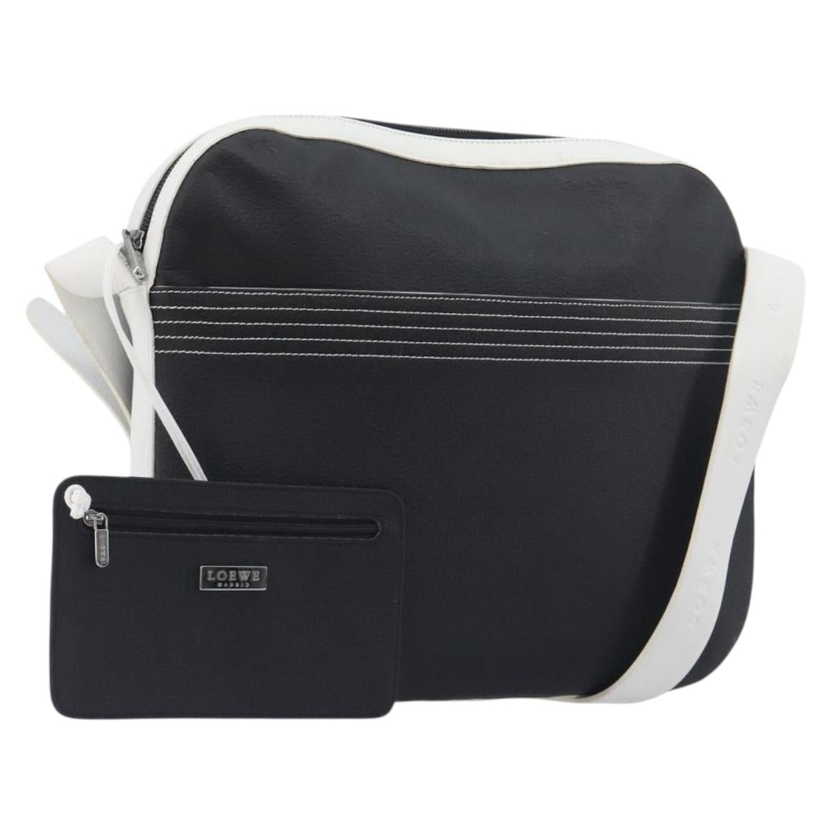 LOEWE Shoulder Bag PVC Leather Black Silver Auth 196654