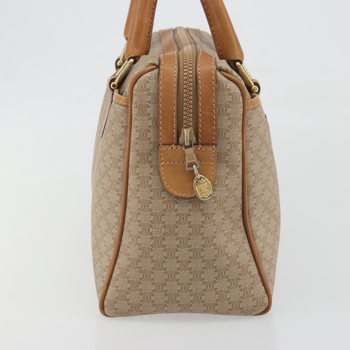 CELINE Macadam Canvas Hand Bag PVC Beige Gold Auth 196656A