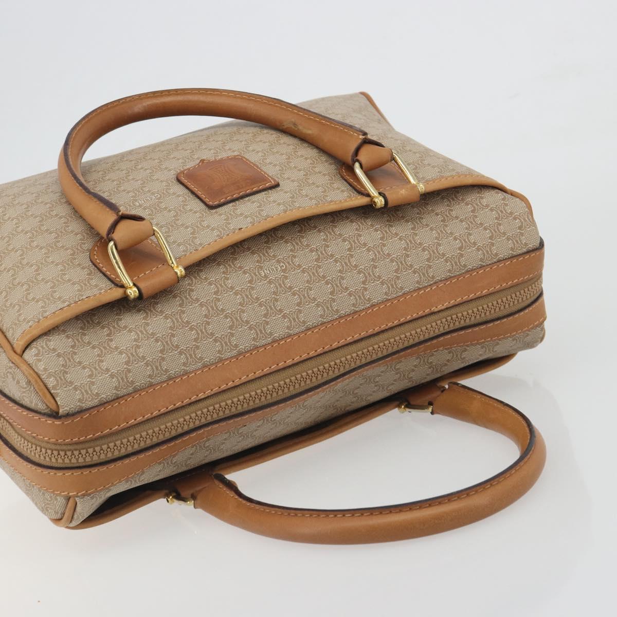 CELINE Macadam Canvas Hand Bag PVC Beige Gold Auth 196656A