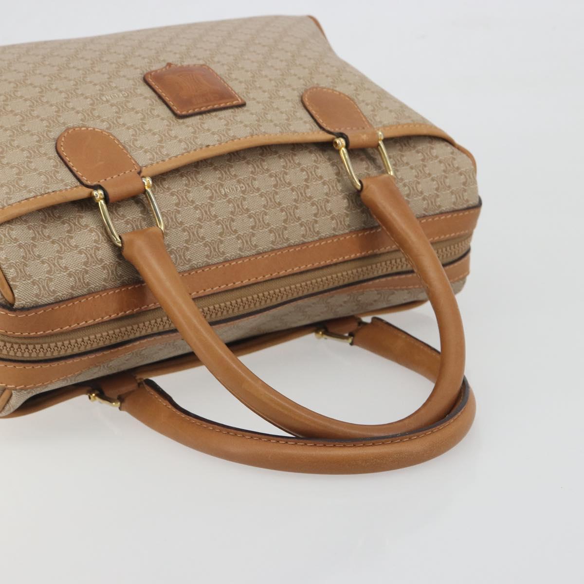 CELINE Macadam Canvas Hand Bag PVC Beige Gold Auth 196656A