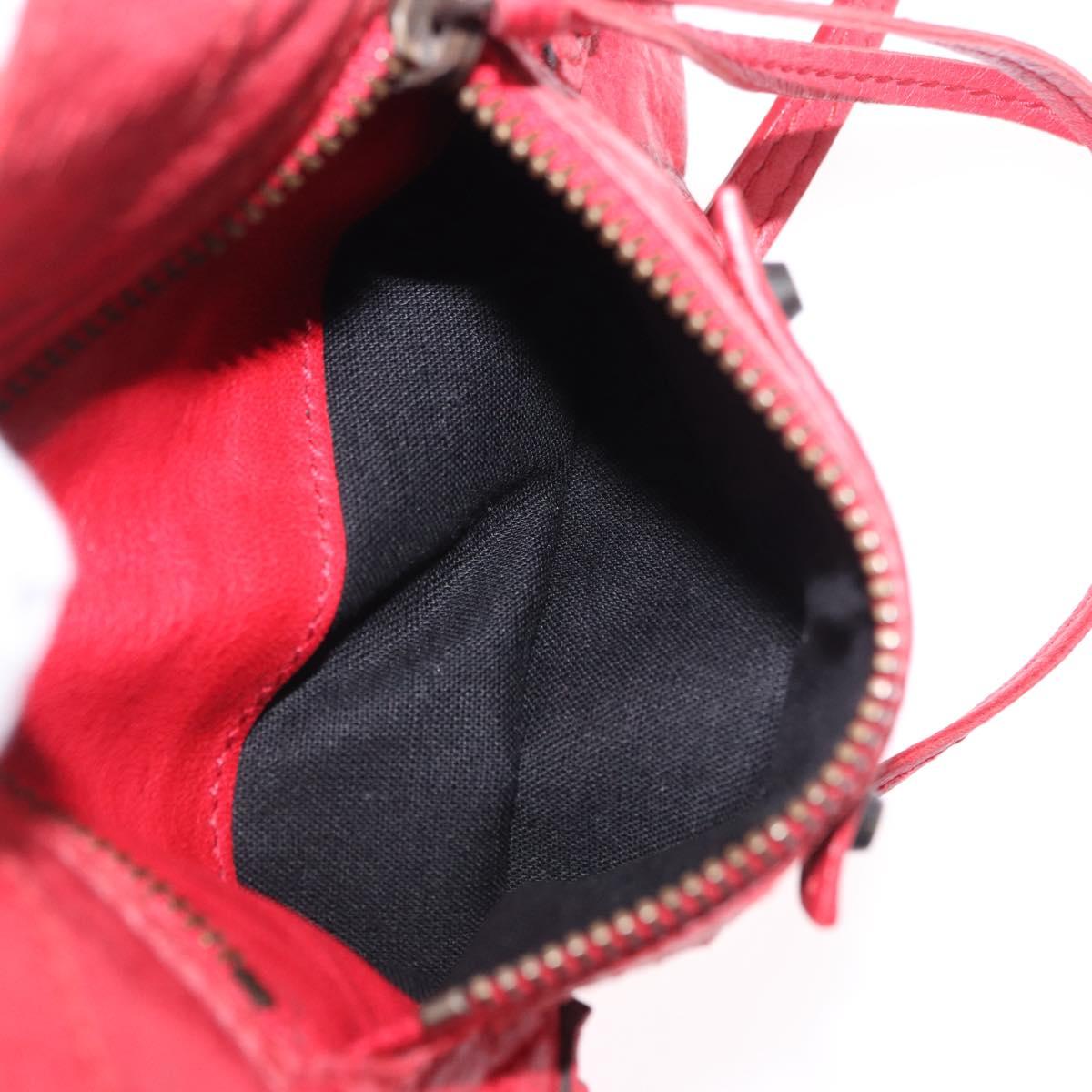 BALENCIAGA The Hip Shoulder Bag Leather Red 242803 Auth 196657A