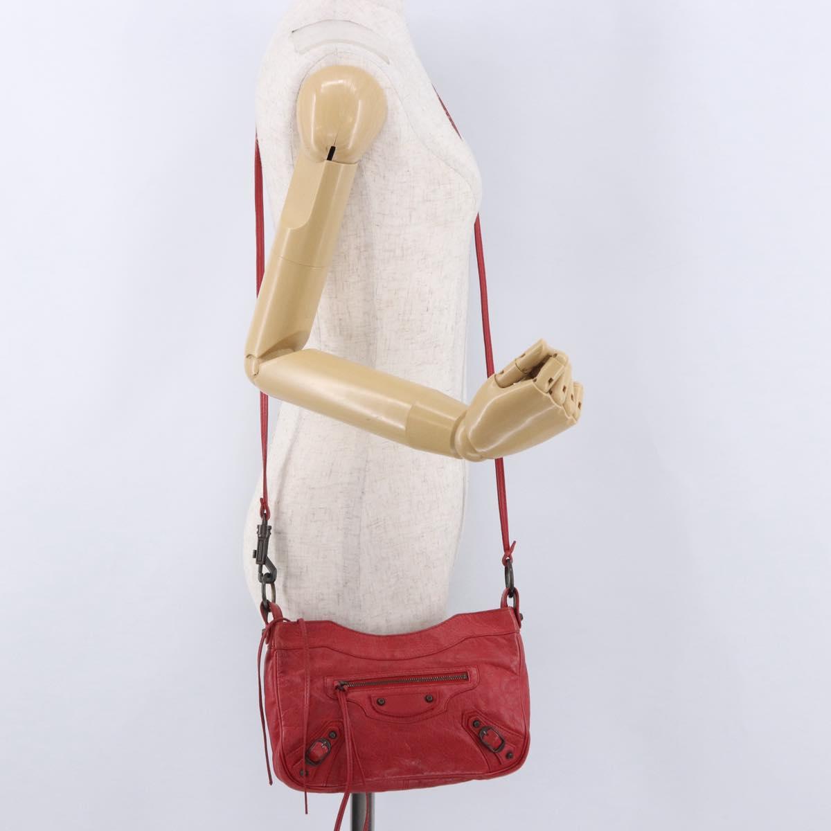 BALENCIAGA The Hip Shoulder Bag Leather Red 242803 Auth 196657A