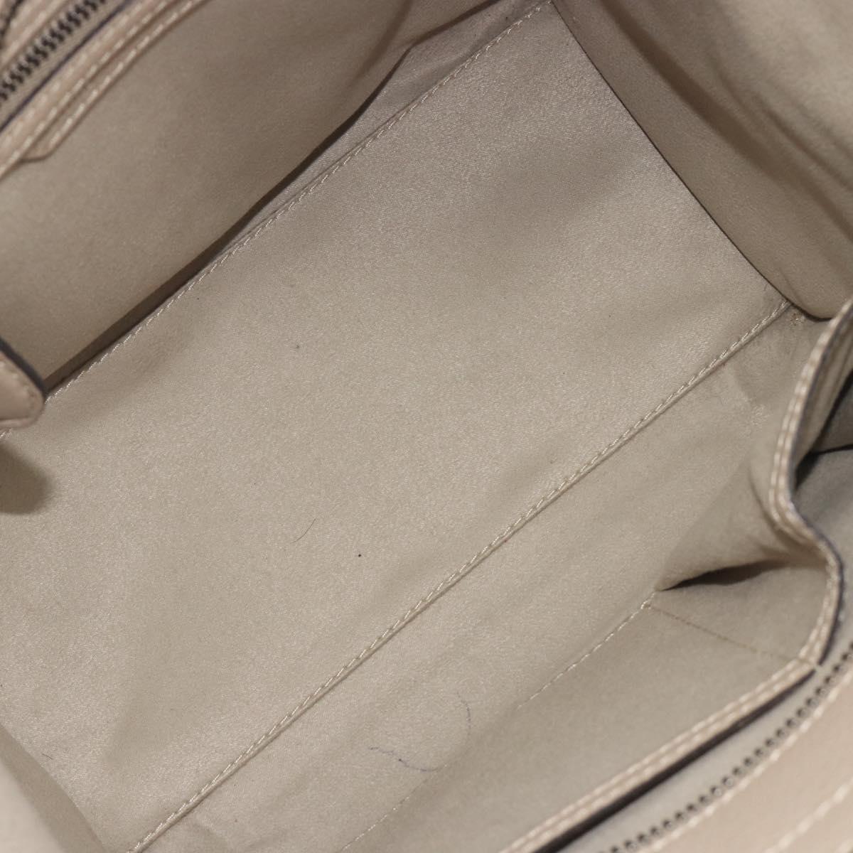 CELINE Luggage Micro Shopper Hand Bag Leather Beige Silver Auth 196658V