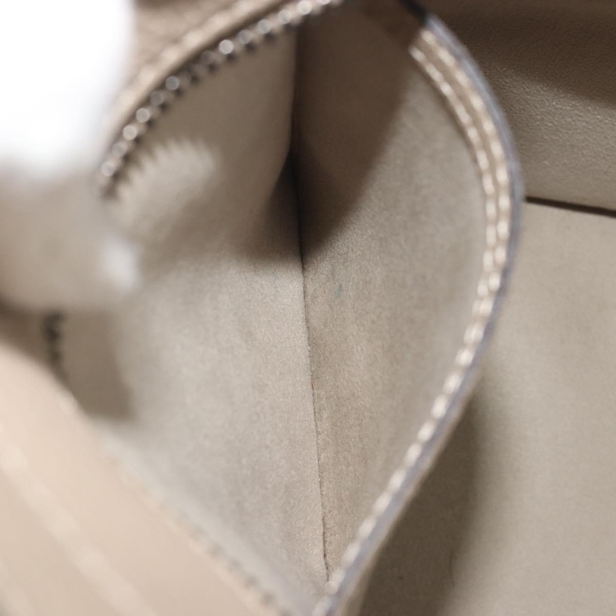 CELINE Luggage Micro Shopper Hand Bag Leather Beige Silver Auth 196658V