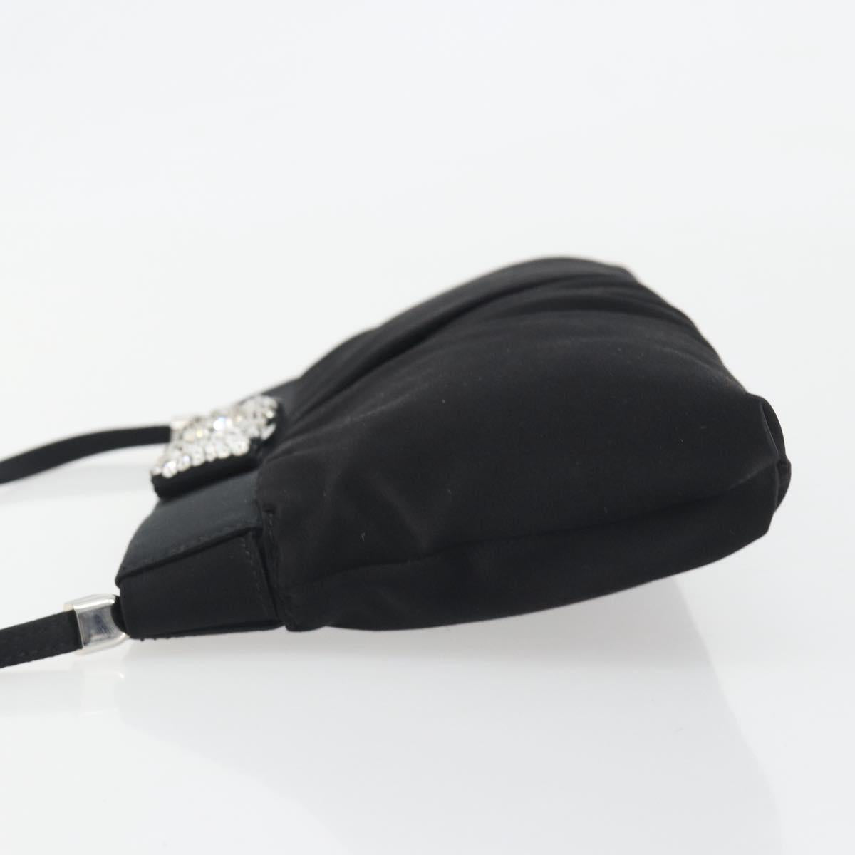 Salvatore Ferragamo Vala Shoulder Bag Satin Black Silver Auth 196662A