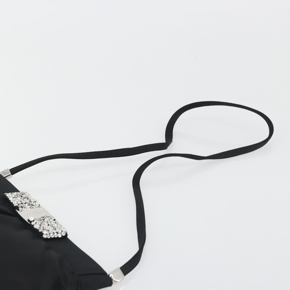 Salvatore Ferragamo Vala Shoulder Bag Satin Black Silver Auth 196662A
