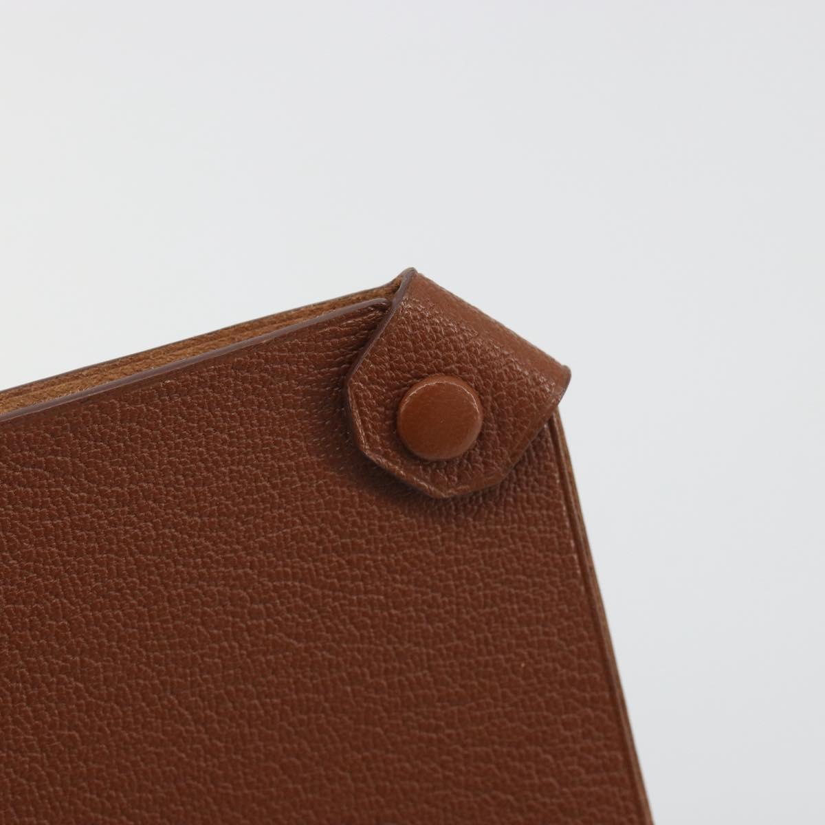 HERMES Tarmac Passport Case Leather Brown Auth 196663V