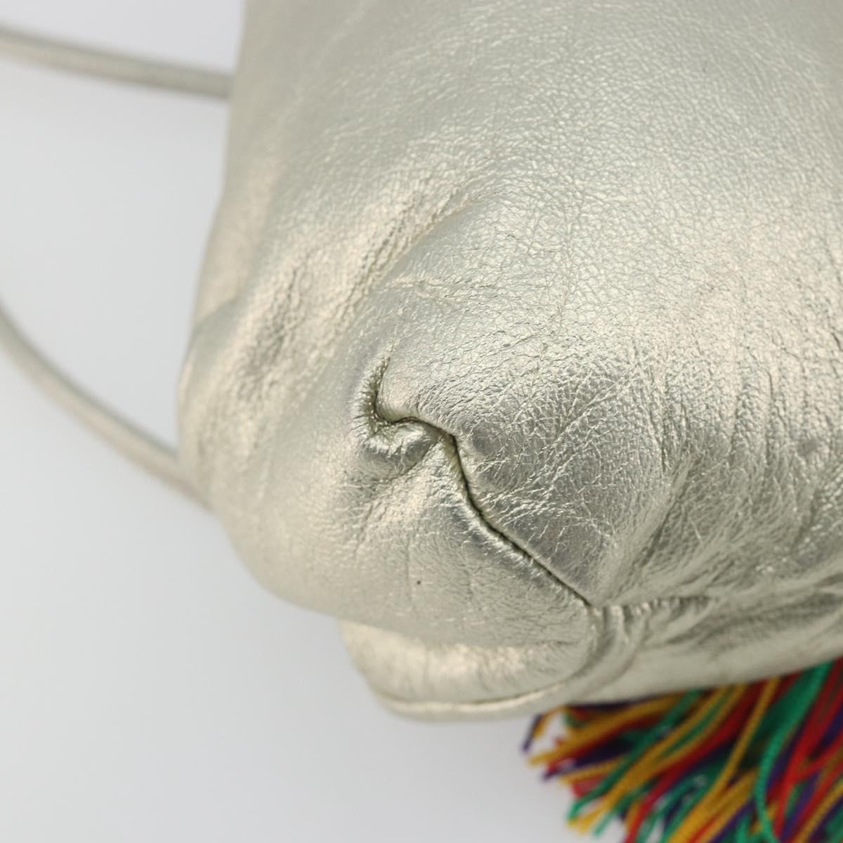 LOEWE Shoulder Bag Leather Champagne Gold Auth 196664A