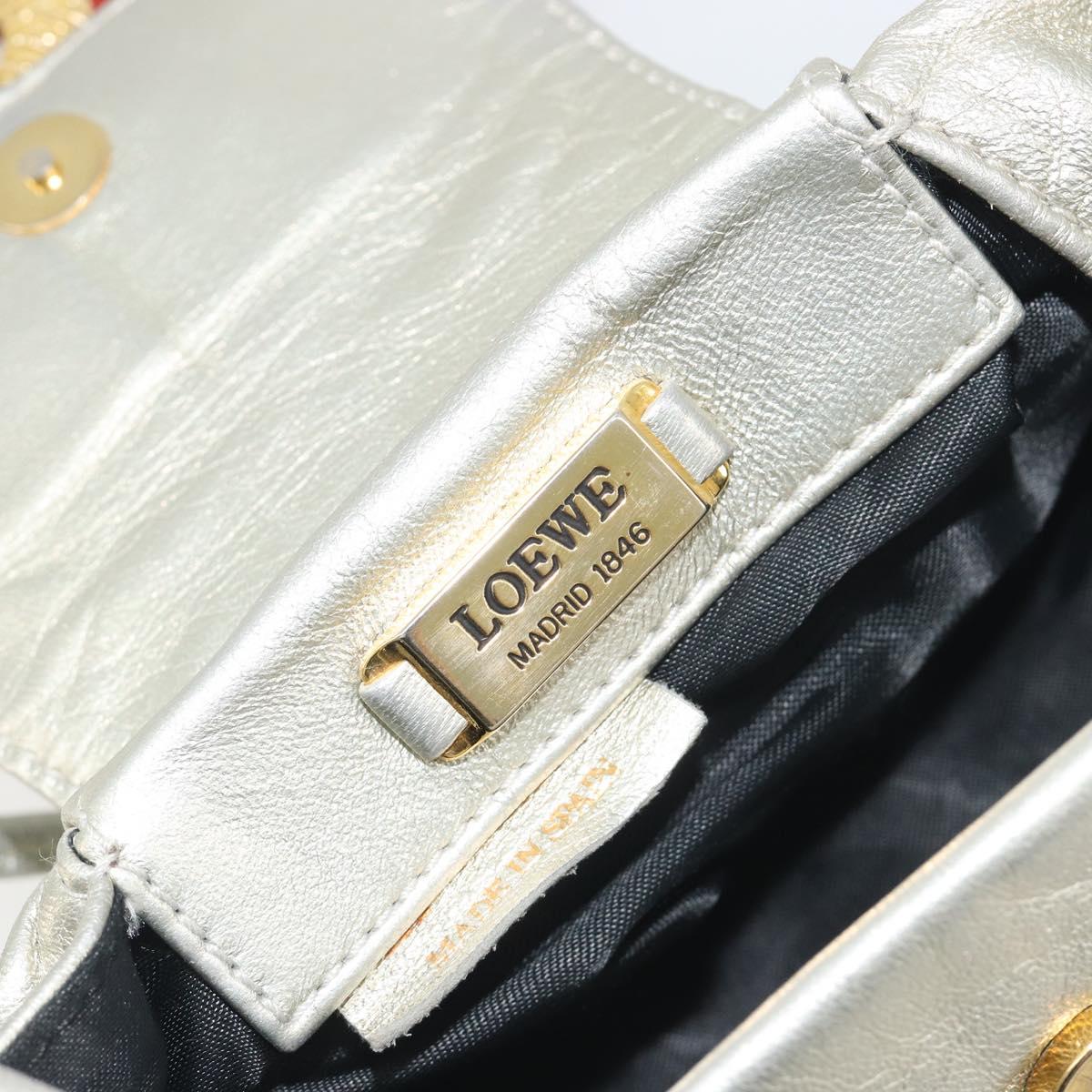 LOEWE Shoulder Bag Leather Champagne Gold Auth 196664A