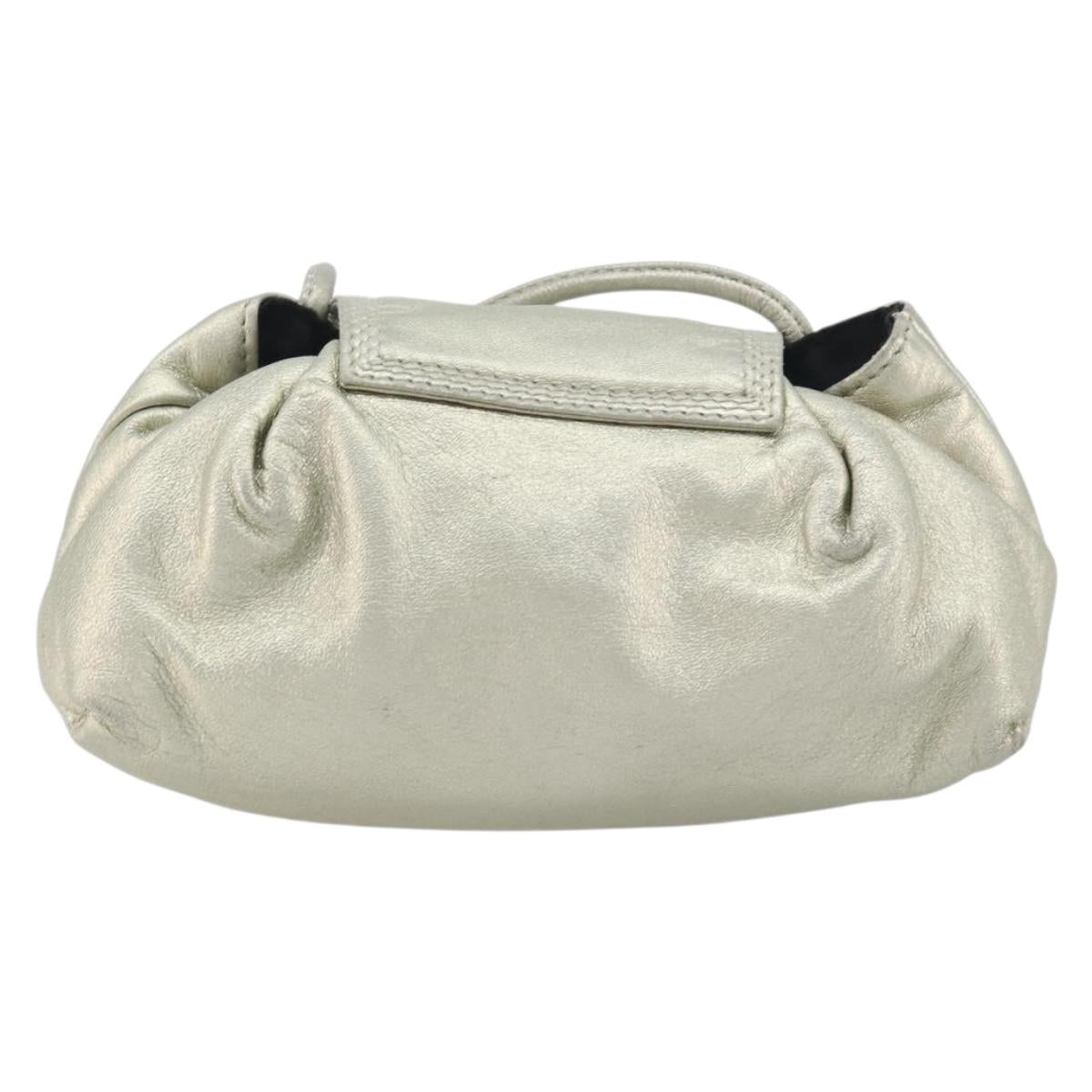 LOEWE Shoulder Bag Leather Champagne Gold Auth 196664A