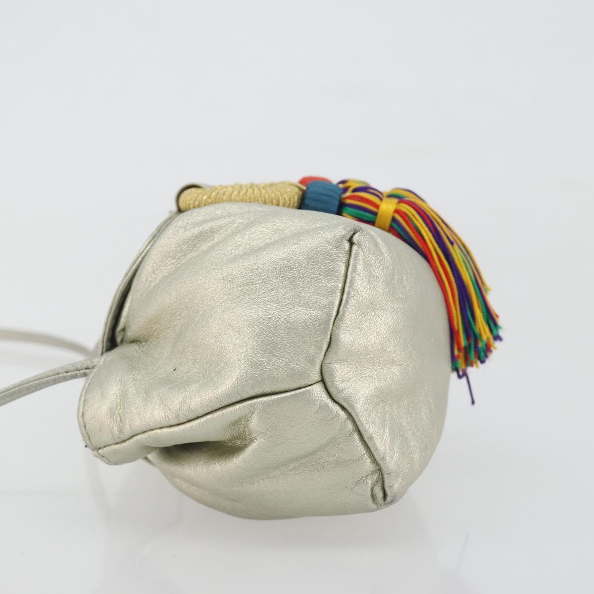 LOEWE Shoulder Bag Leather Champagne Gold Auth 196664A