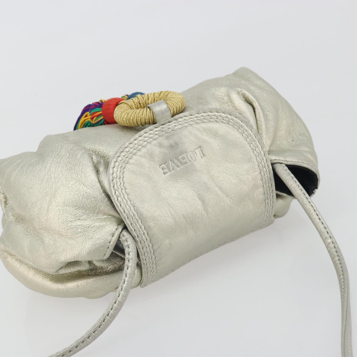 LOEWE Shoulder Bag Leather Champagne Gold Auth 196664A