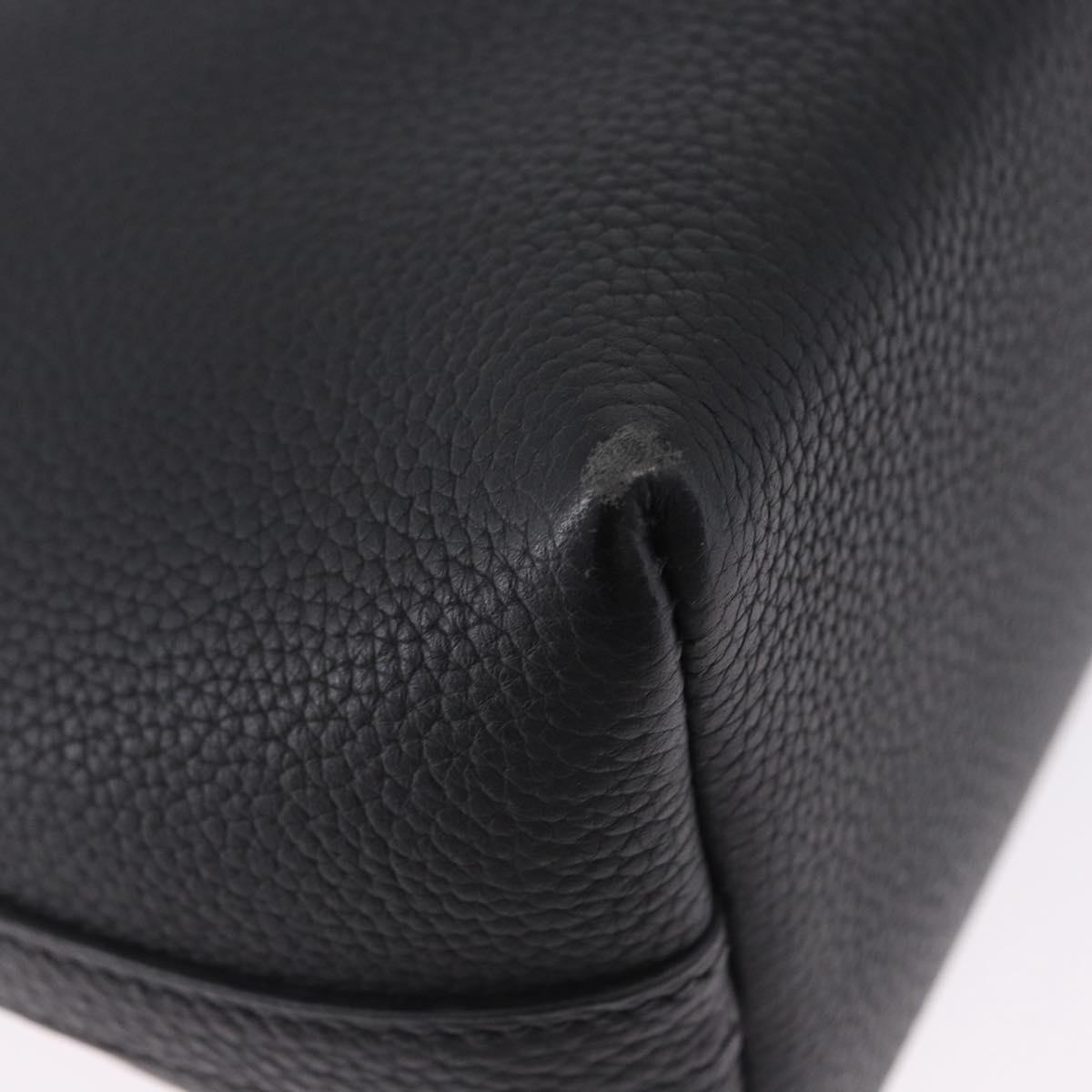HERMES Berlango Shoulder Bag Leather Black Silver Auth 196666V