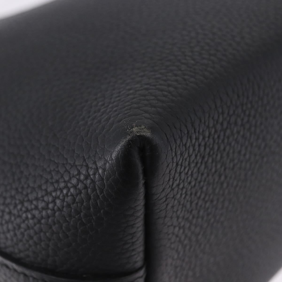 HERMES Berlango Shoulder Bag Leather Black Silver Auth 196666V