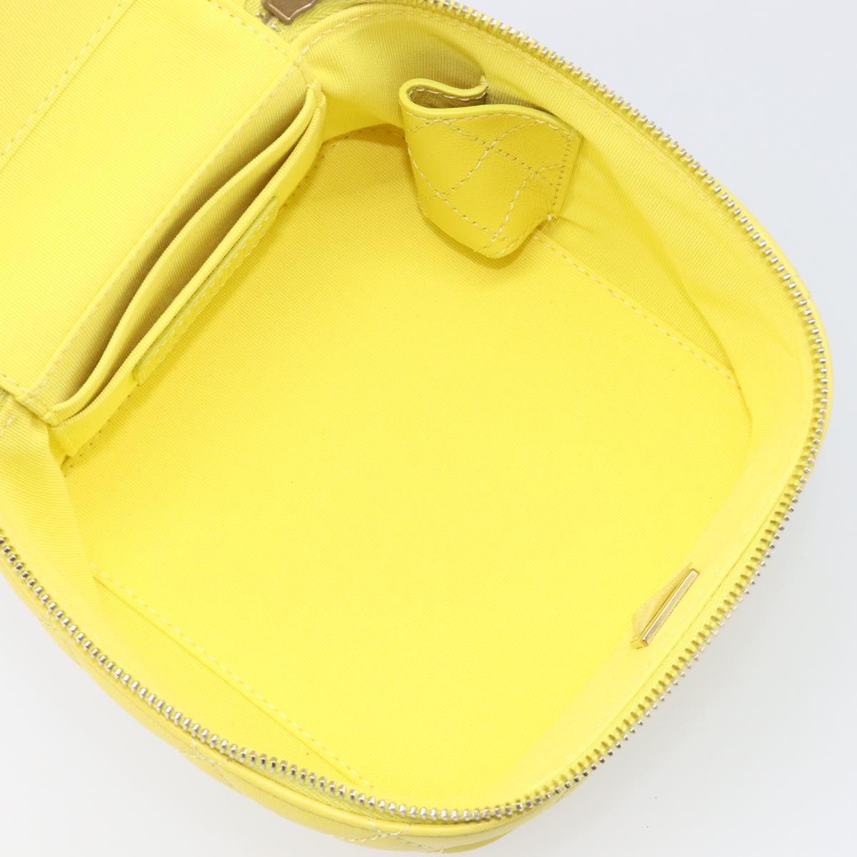 CHANEL Matelasse Chain Vanity Bag Lamb Skin 2way Yellow Gold CC Auth 196667M