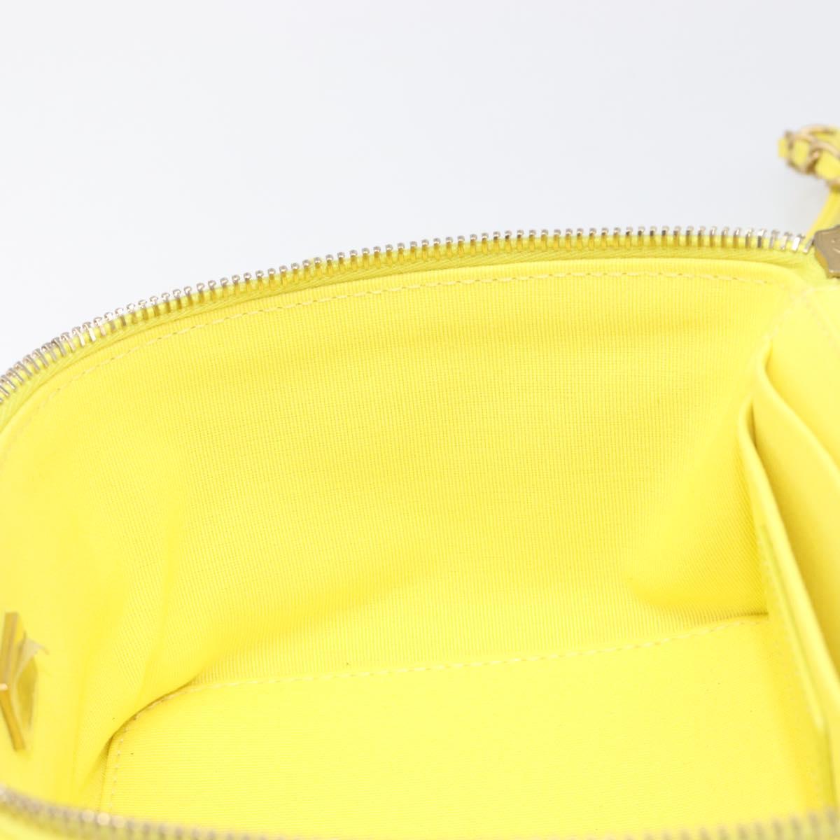 CHANEL Matelasse Chain Vanity Bag Lamb Skin 2way Yellow Gold CC Auth 196667M