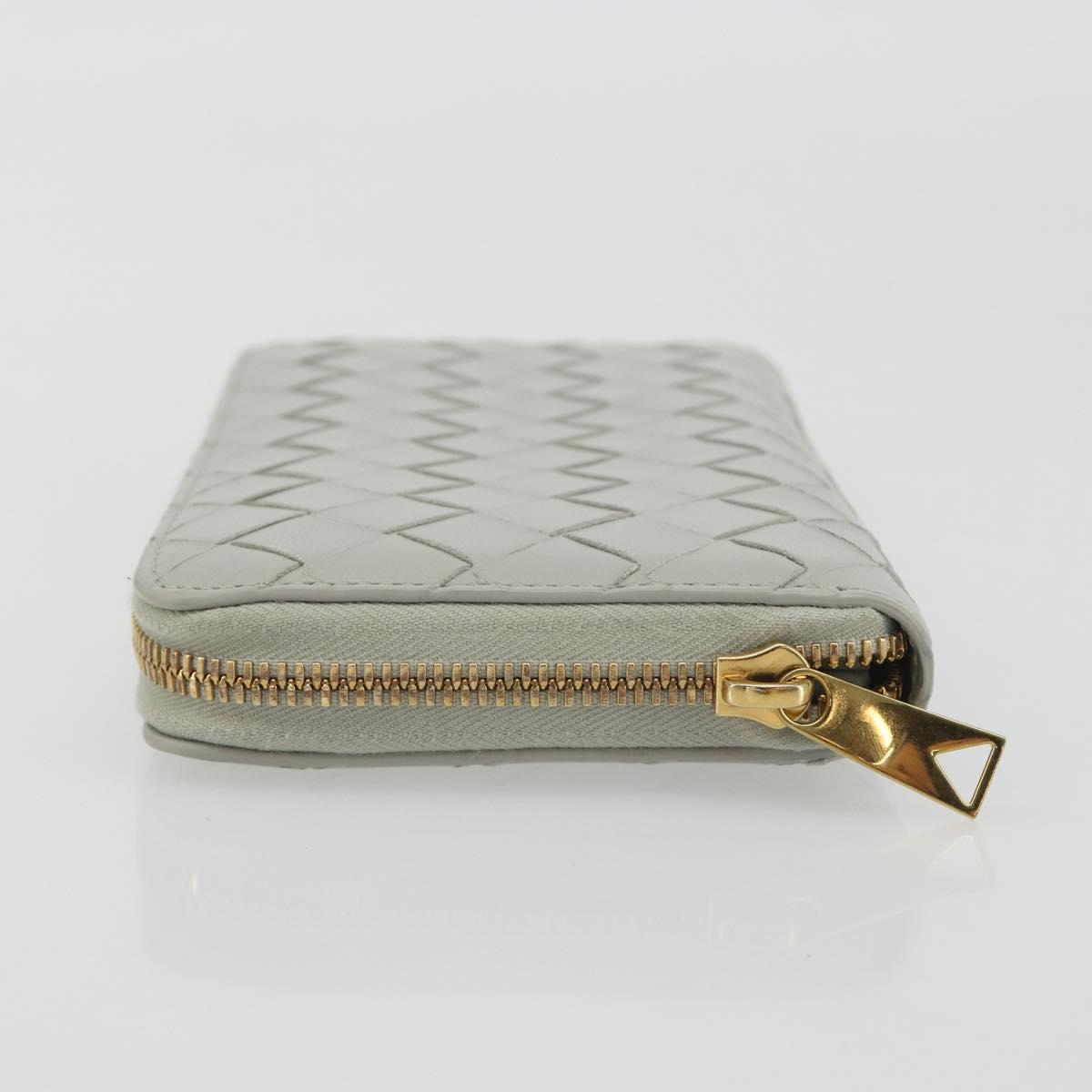 BOTTEGA VENETA INTRECCIATO Long Wallet Leather Gray Gold Auth 196669M