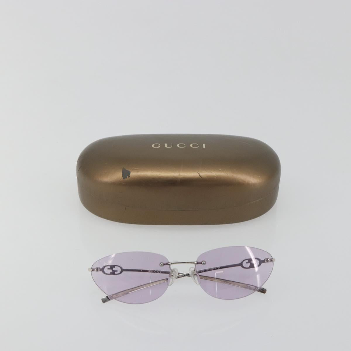 GUCCI Sunglasses Metal Purple Silver Auth 196672M