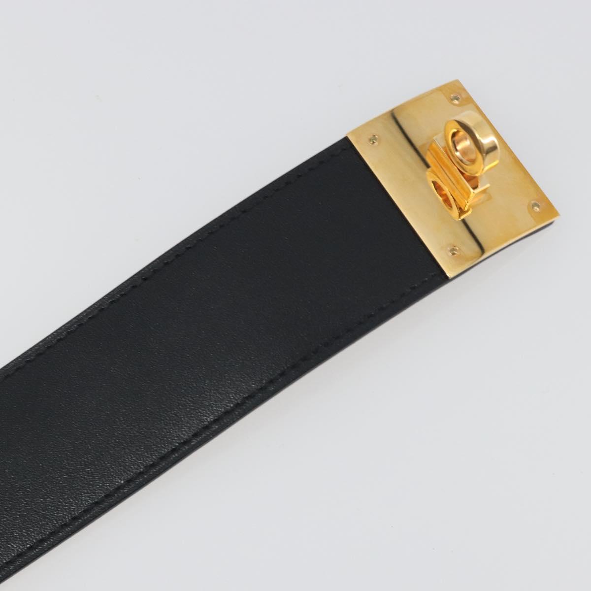 HERMES Kelly Dog Bracelet Leather Black Gold Auth 196673V