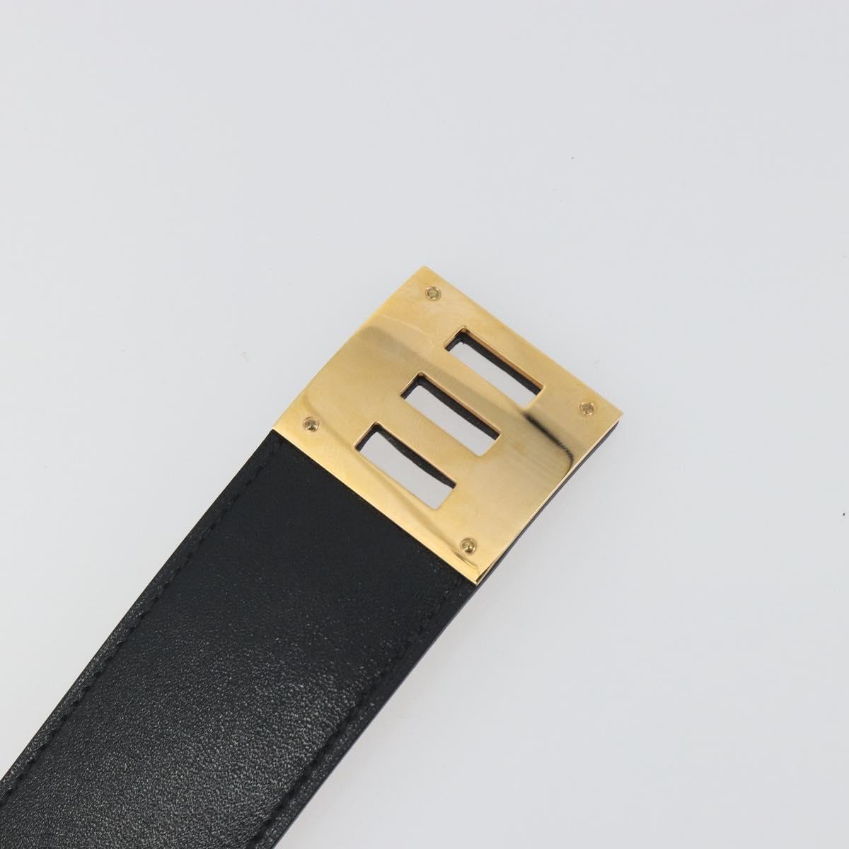 HERMES Kelly Dog Bracelet Leather Black Gold Auth 196673V