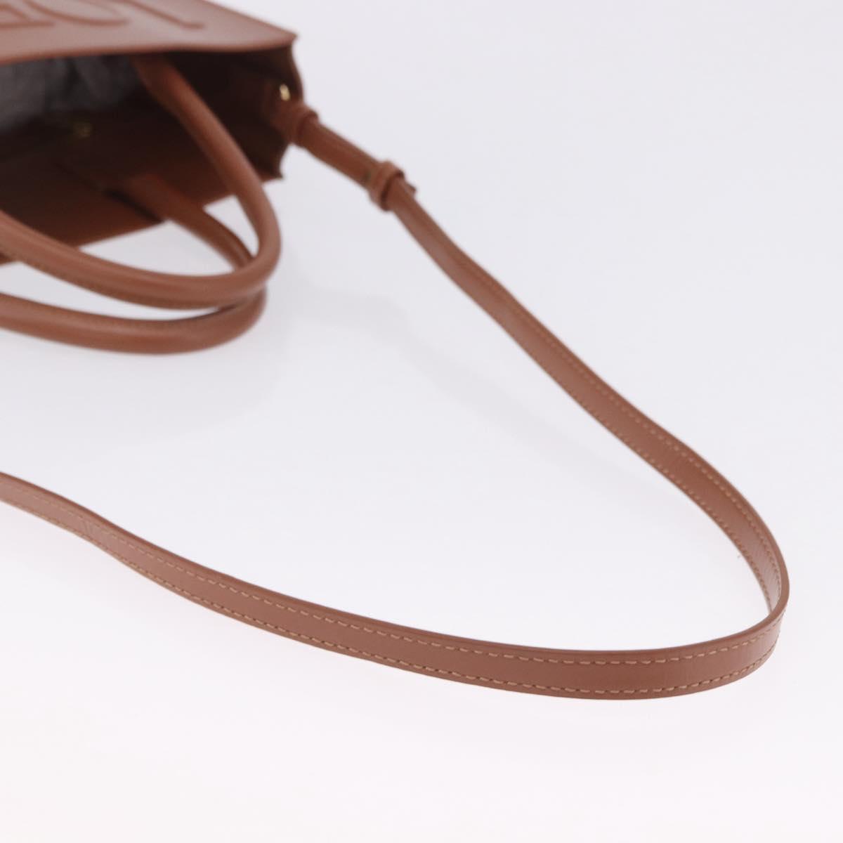LOEWE Standard A4 Hand Bag Leather 2way Brown Gold Auth 196677A