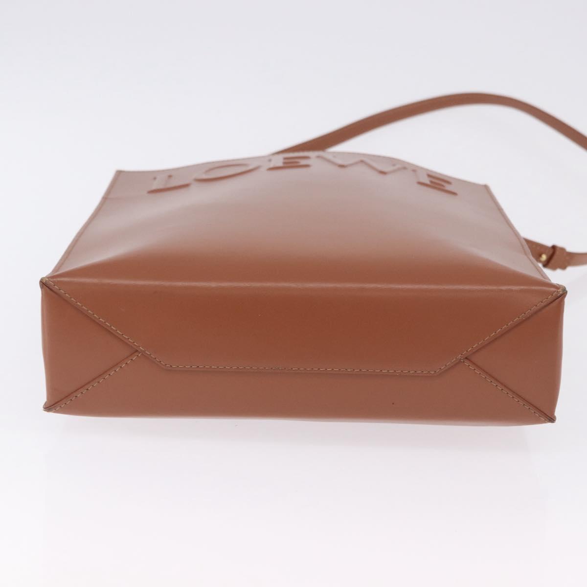 LOEWE Standard A4 Hand Bag Leather 2way Brown Gold Auth 196677A