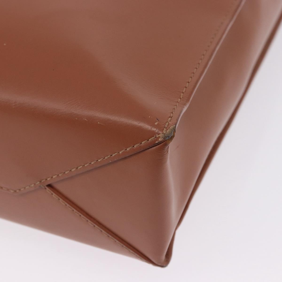 LOEWE Standard A4 Hand Bag Leather 2way Brown Gold Auth 196677A