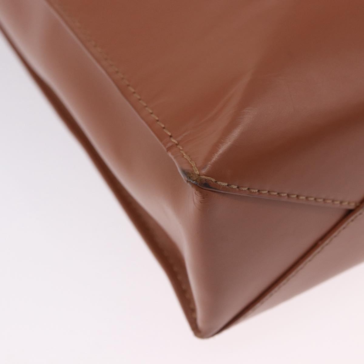 LOEWE Standard A4 Hand Bag Leather 2way Brown Gold Auth 196677A