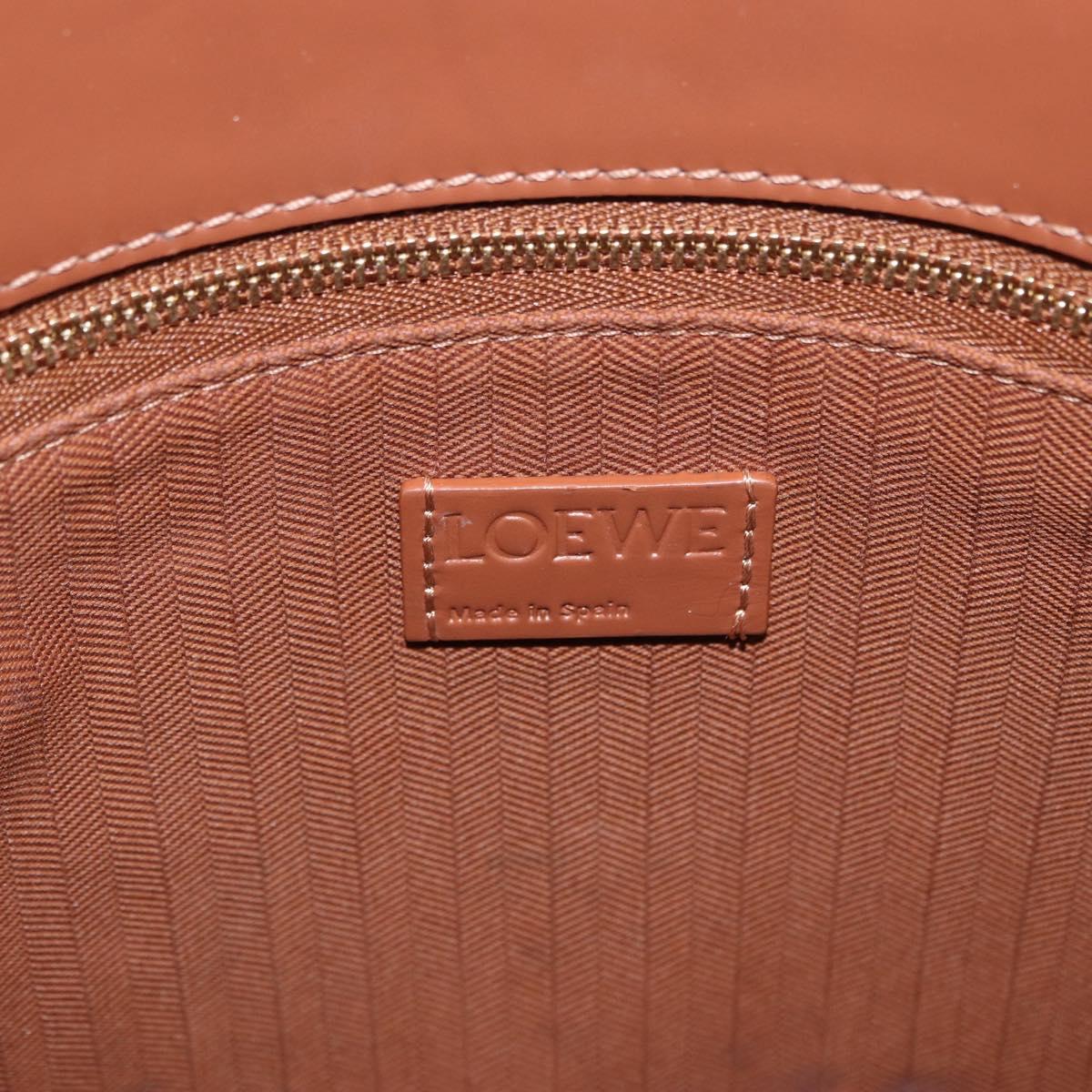 LOEWE Standard A4 Hand Bag Leather 2way Brown Gold Auth 196677A