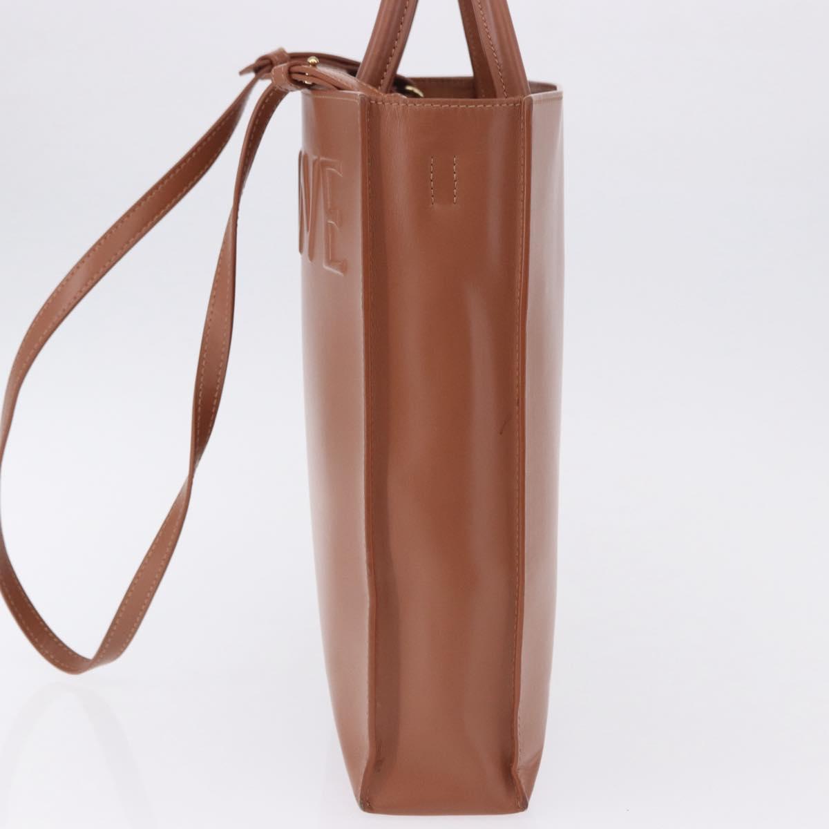 LOEWE Standard A4 Hand Bag Leather 2way Brown Gold Auth 196677A