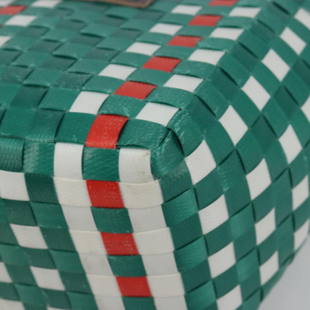 MARNI Basket Bag Vinyl Green Silver Auth 196678A