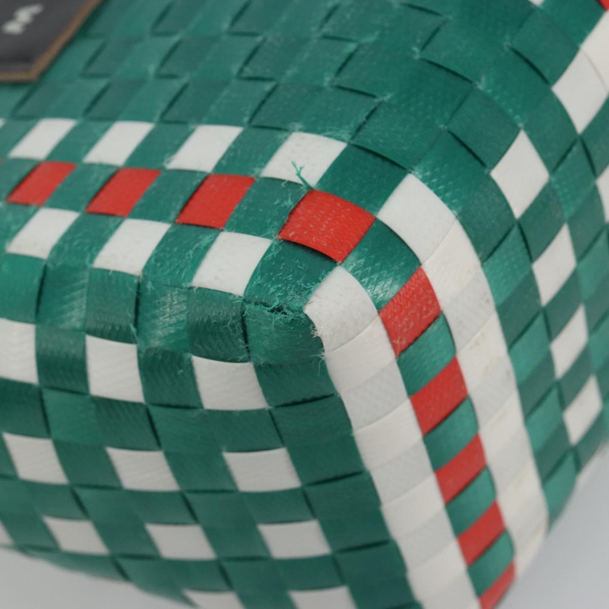 MARNI Basket Bag Vinyl Green Silver Auth 196678A