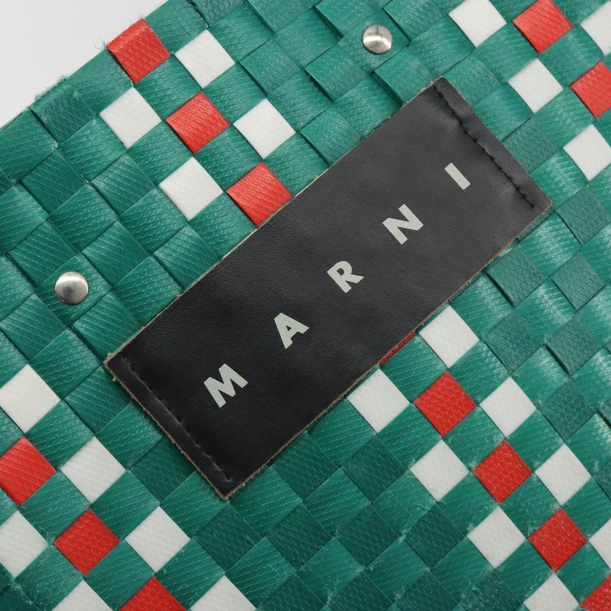 MARNI Basket Bag Vinyl Green Silver Auth 196678A