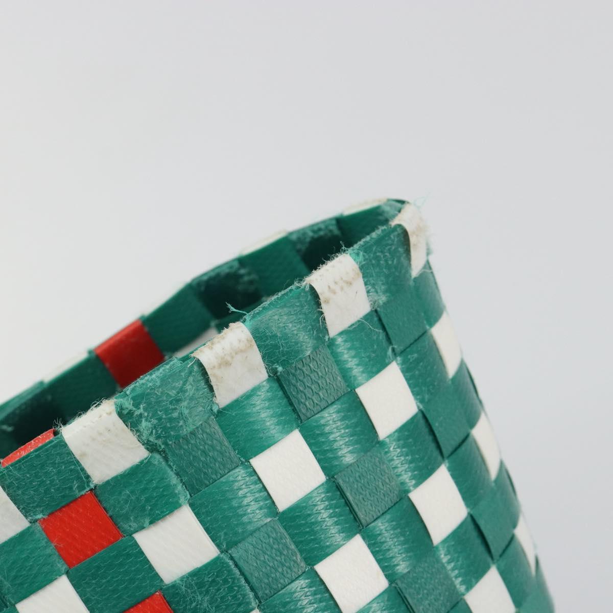 MARNI Basket Bag Vinyl Green Silver Auth 196678A