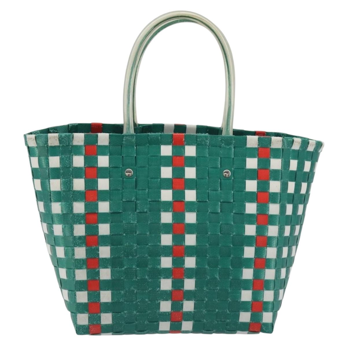 MARNI Basket Bag Vinyl Green Silver Auth 196678A