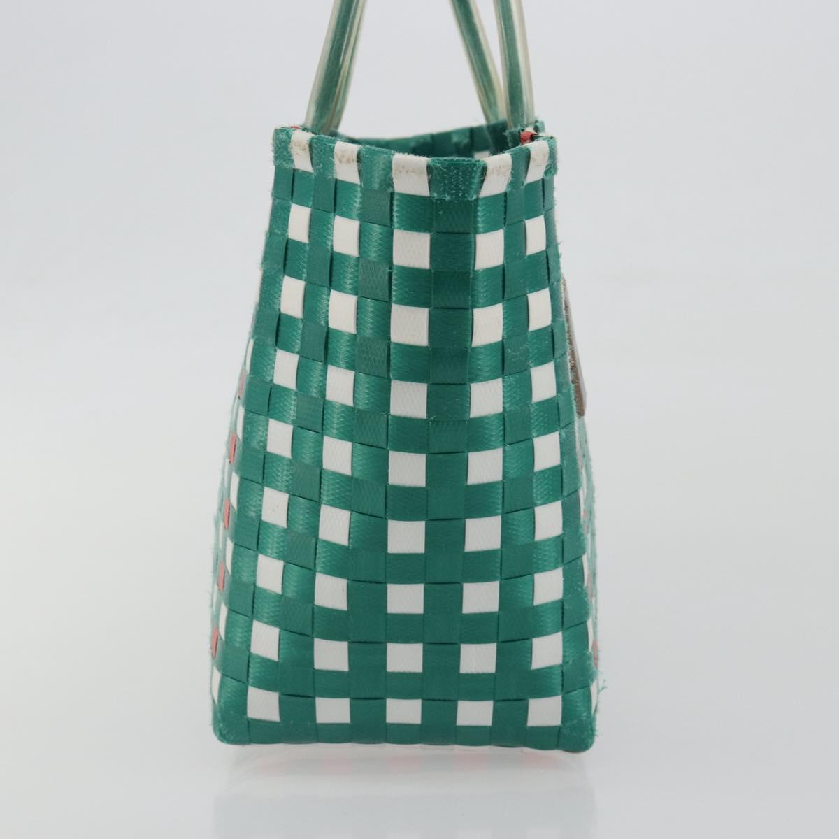 MARNI Basket Bag Vinyl Green Silver Auth 196678A