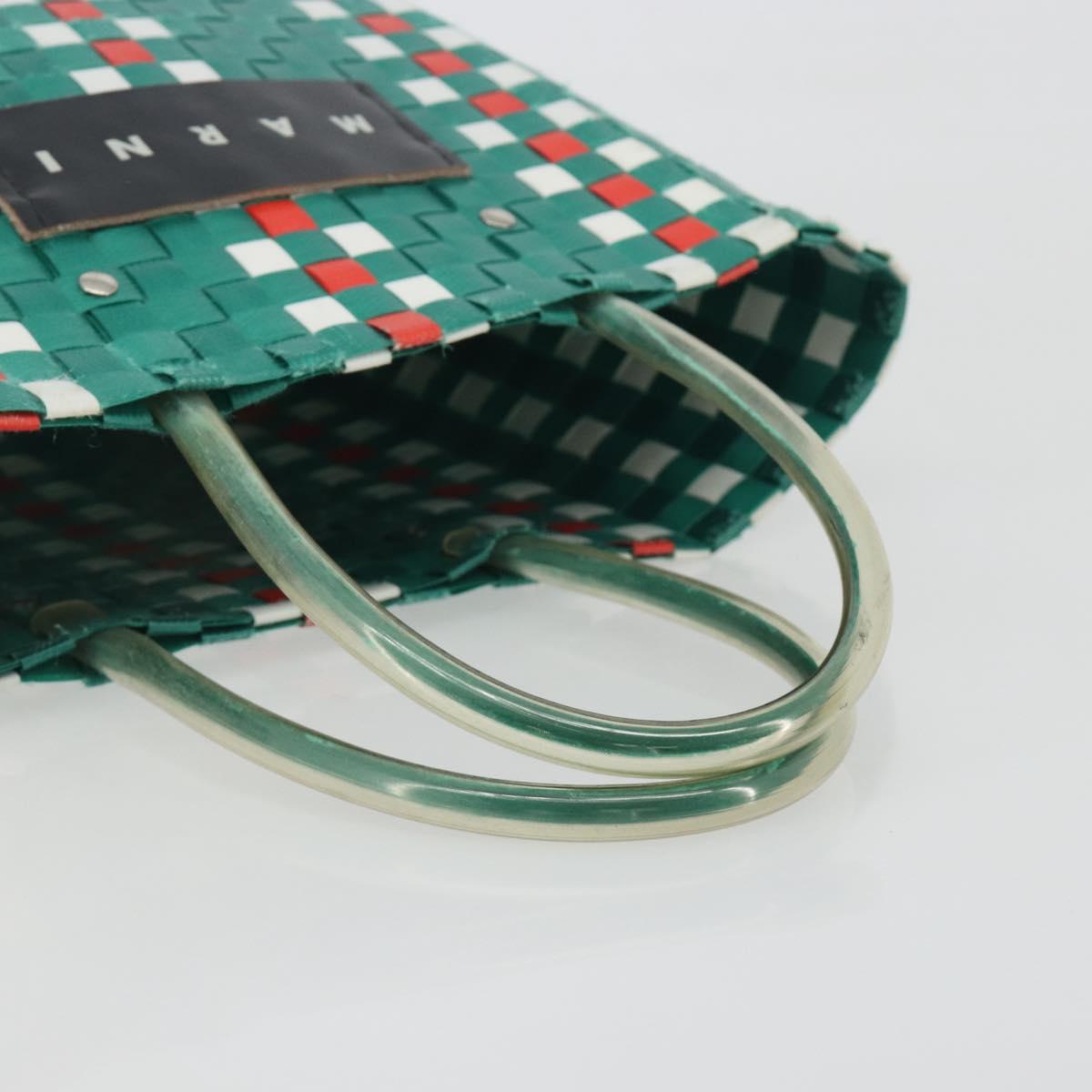 MARNI Basket Bag Vinyl Green Silver Auth 196678A
