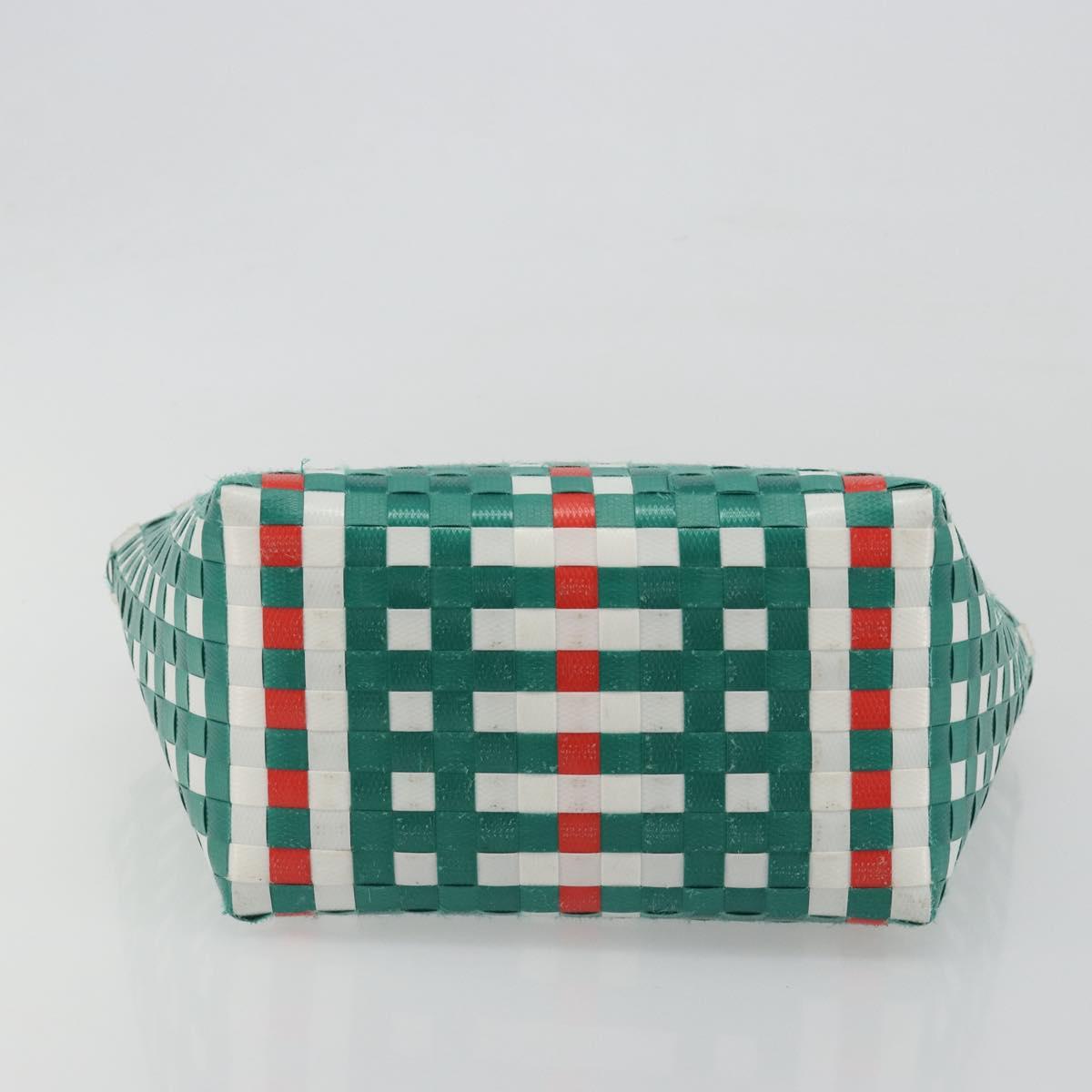 MARNI Basket Bag Vinyl Green Silver Auth 196678A