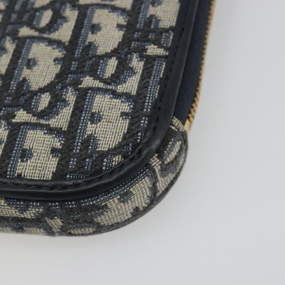 Christian Dior Trotter Canvas Oblique Phone Holder Navy Gold Auth 196681M