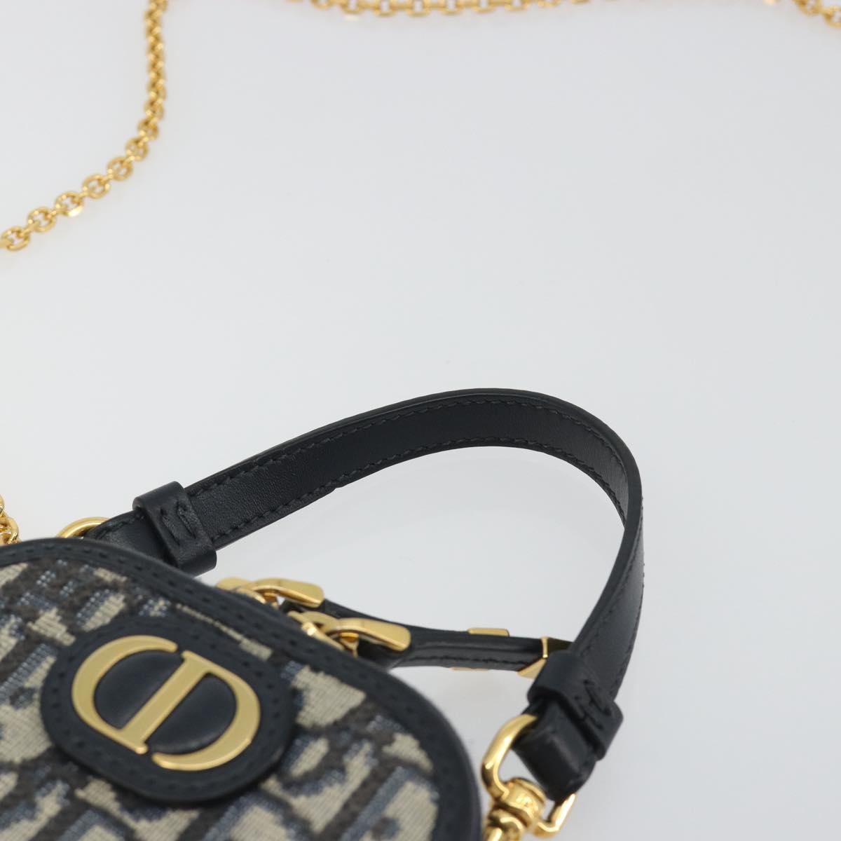 Christian Dior Trotter Canvas Oblique Phone Holder Navy Gold Auth 196681M