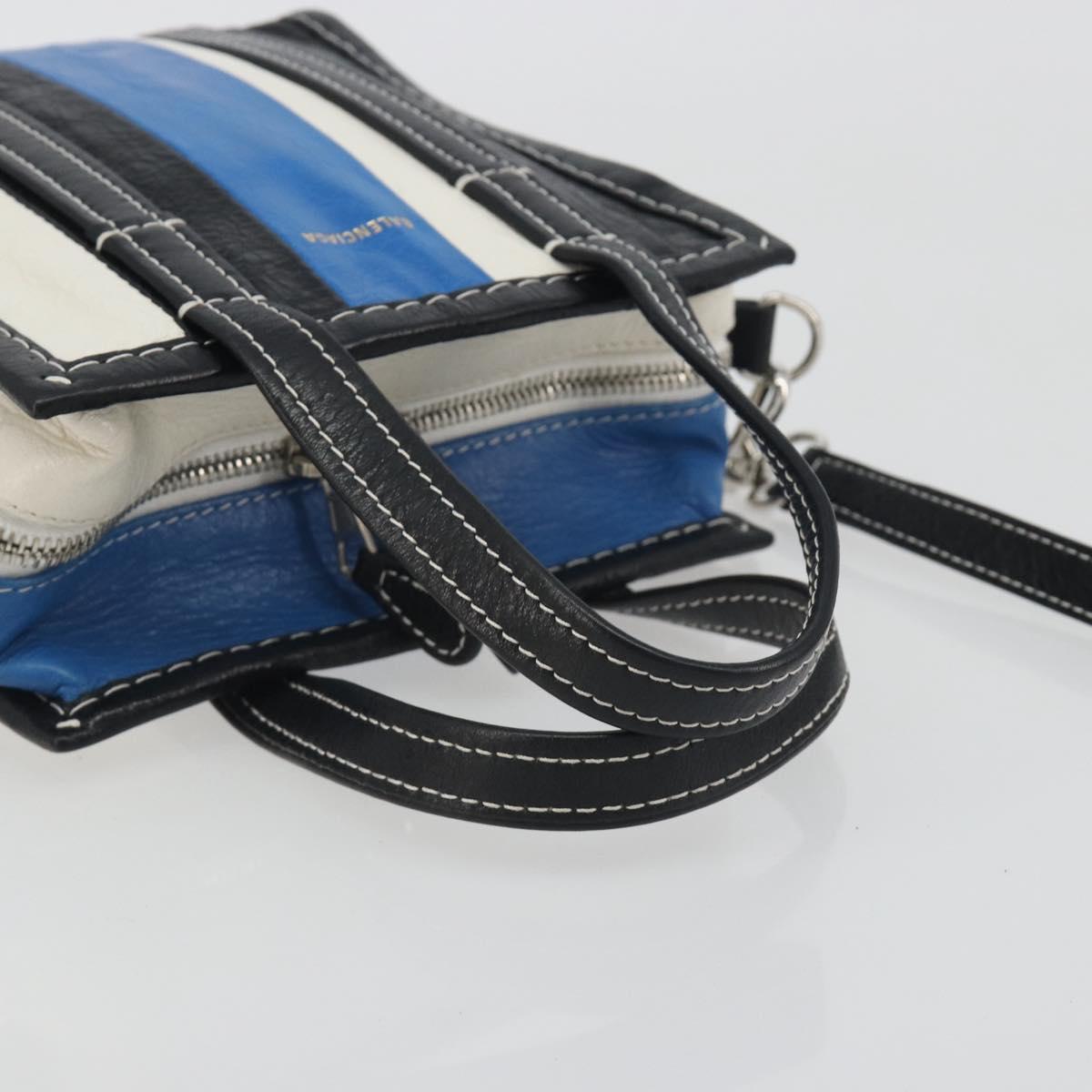 BALENCIAGA Bazaar Shopper XXS Bag Leather 2way Black Silver 513988 Auth 196682A