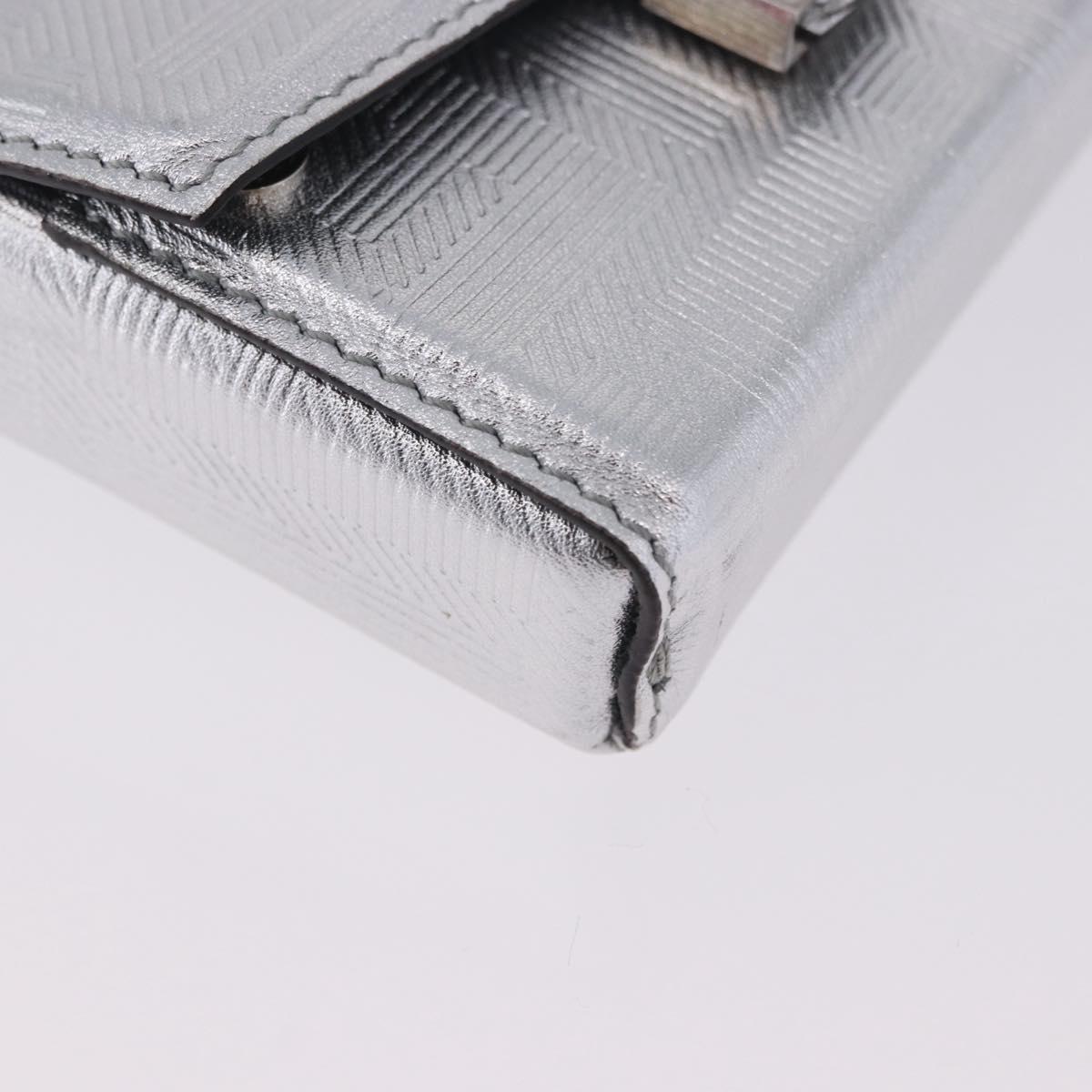 FENDI Nano Mamma Baguette Charm Leather Silver Auth 196684M