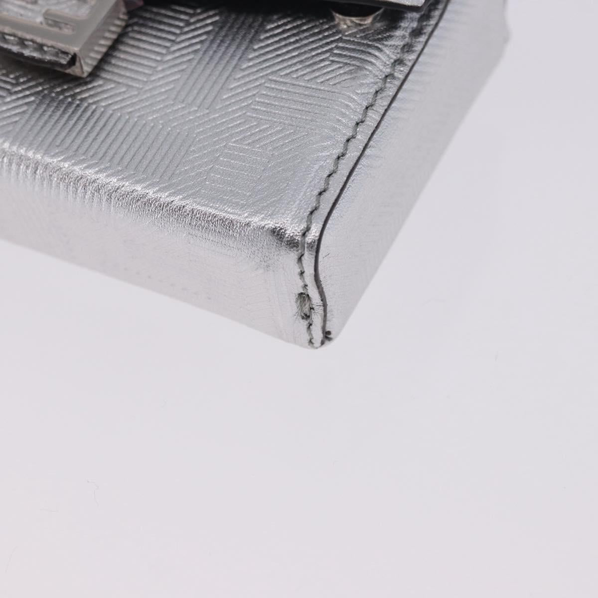 FENDI Nano Mamma Baguette Charm Leather Silver Auth 196684M