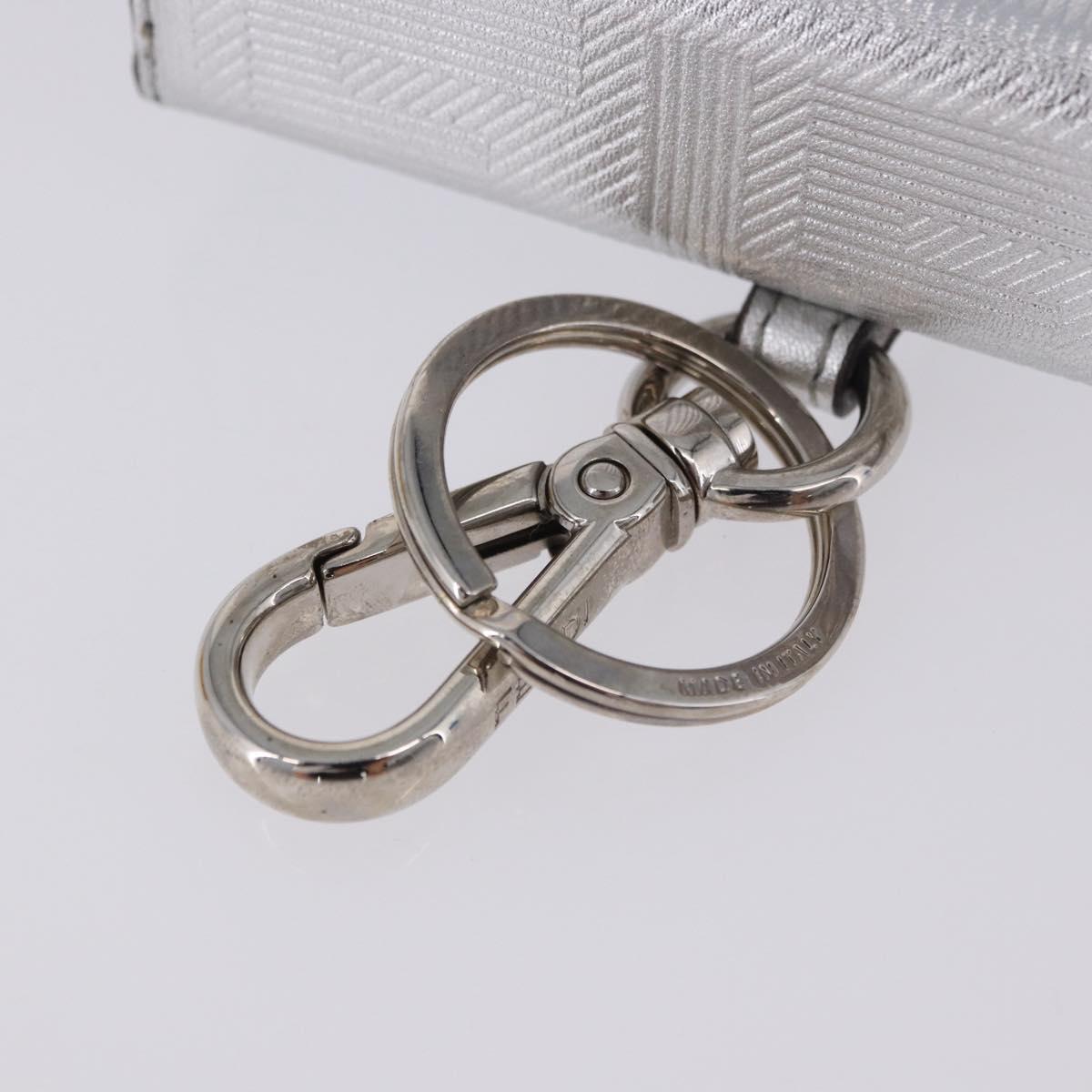 FENDI Nano Mamma Baguette Charm Leather Silver Auth 196684M