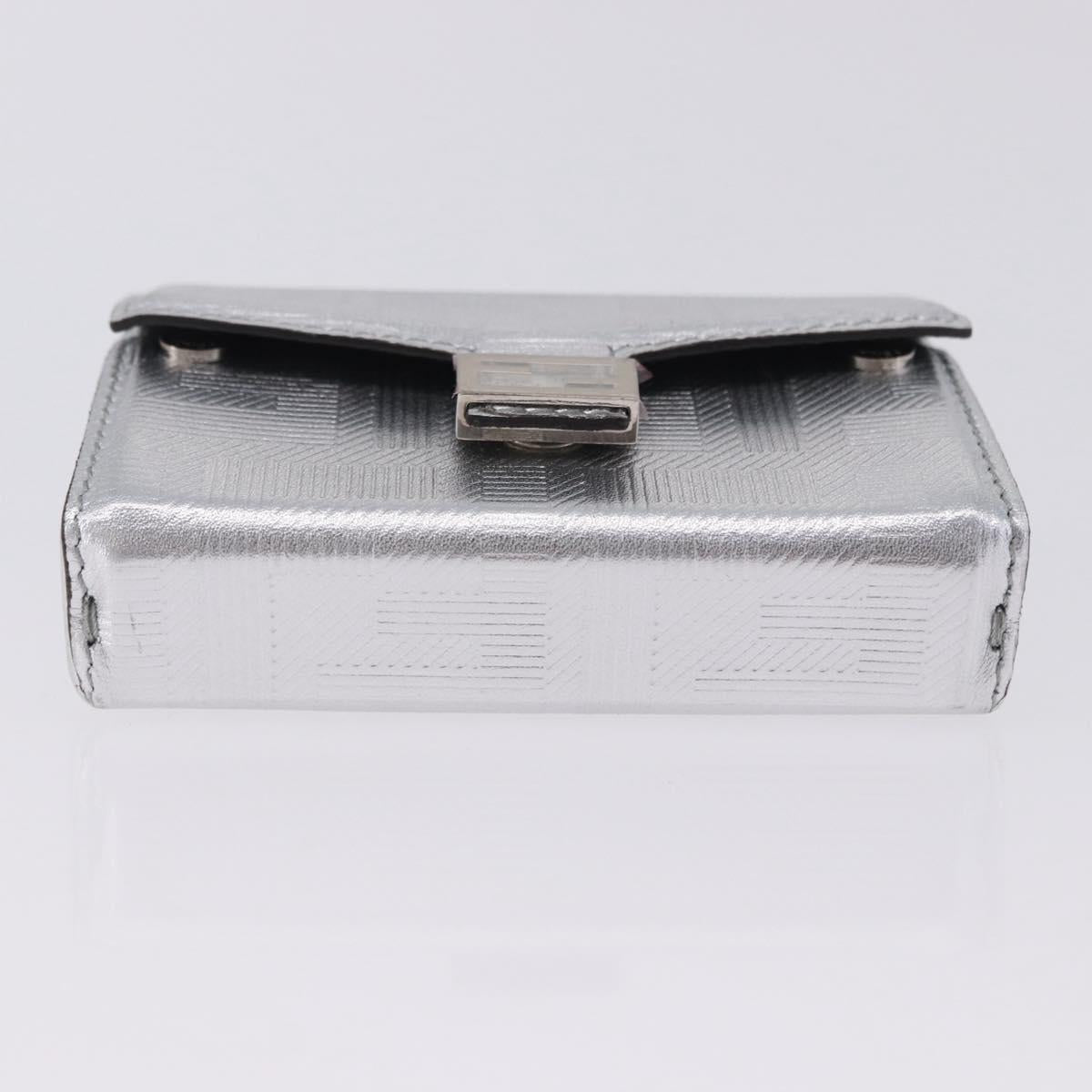 FENDI Nano Mamma Baguette Charm Leather Silver Auth 196684M