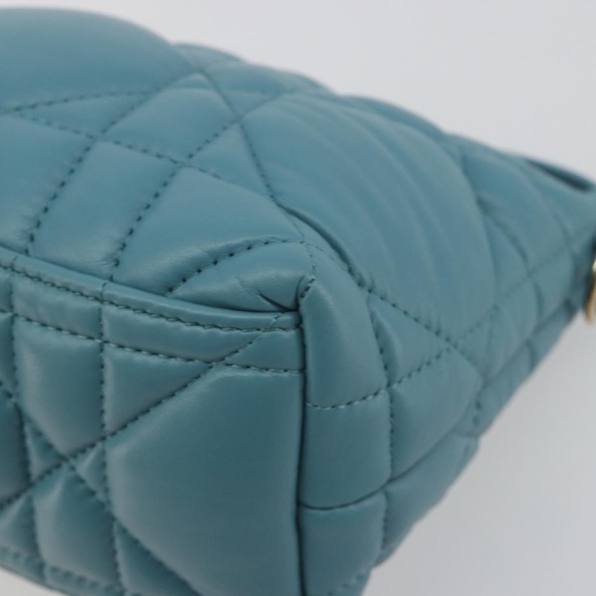 Christian Dior Canage Nomad Pouch Leather Blue Gold Auth 196686A